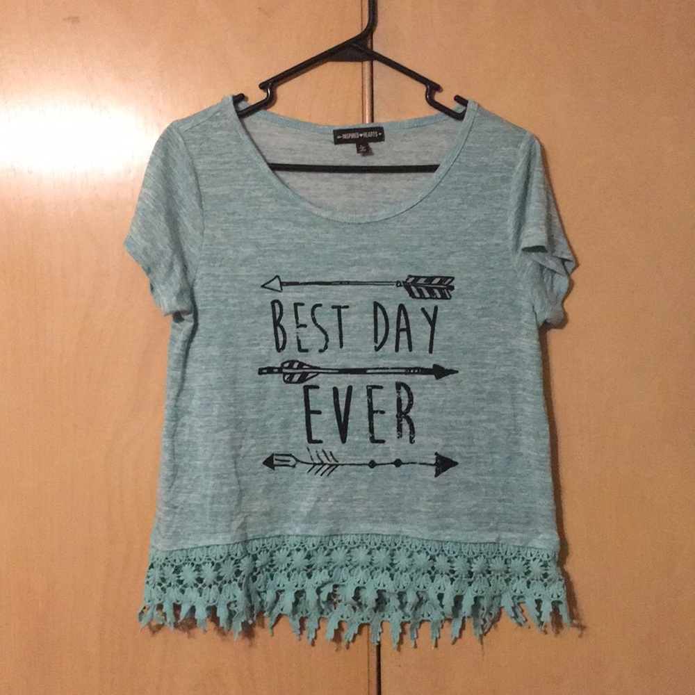 Graphic Crop Top with Crocheted Detail